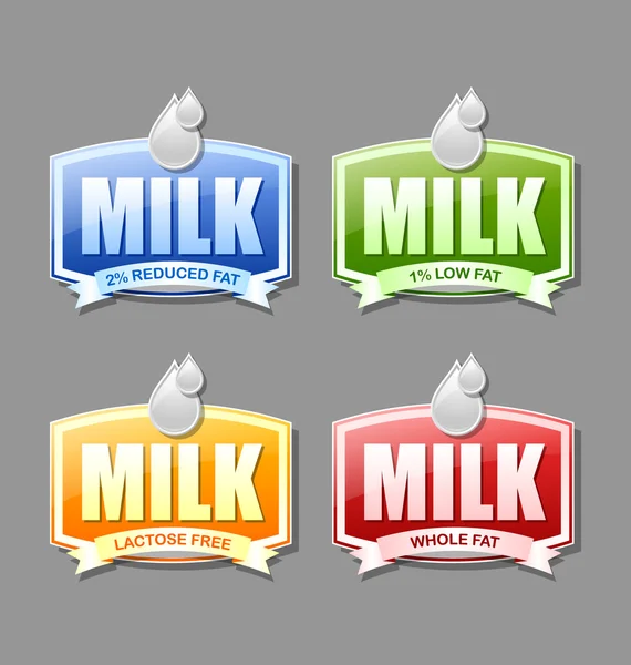 Étiquettes de lait — Image vectorielle