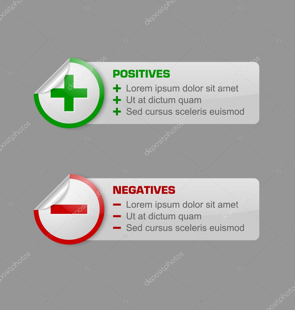 Positives And Negatives Stickers Vector Image By C Pkillustrations Vector Stock 45562749