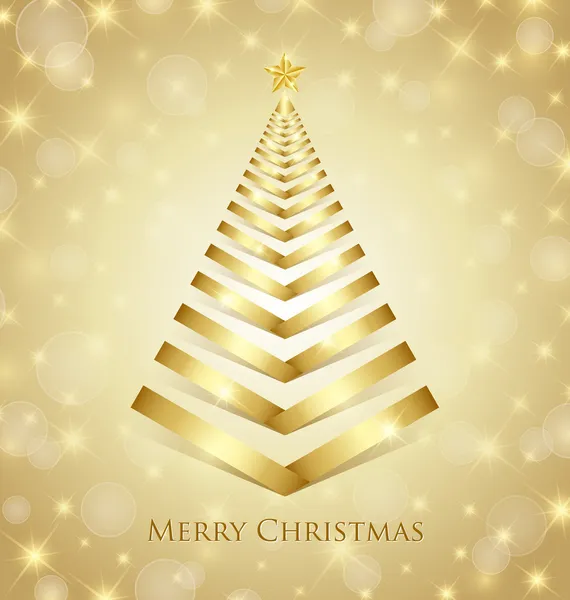 Golden Christmas tree — Stock Vector