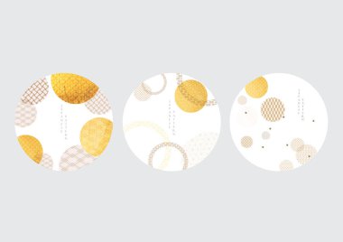 Doğu tarzında soyut bir arkaplan. Çin yeni yıl afişi. Japon model vektörlü geometrik çizgi. Oryantal şablondaki daire şekilleri. Altın doku şablonu.