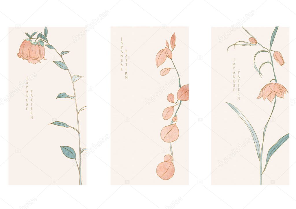 Floral pattern with art natural banner. Abstract background with watercolor texture vector. Hand drawn lower decoration card invitation in vintage style.