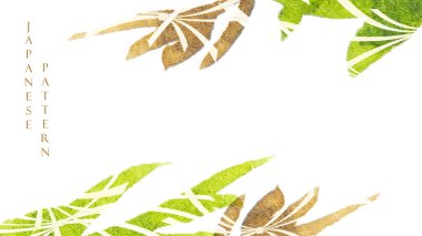 Japon okyanus dalgası desenli yeşil ve kahverengi fırça darbesi dokusu klasik tarzda. Suluboya doku vektörlü soyut sanat afiş tasarımı. Kurdele ögesi.