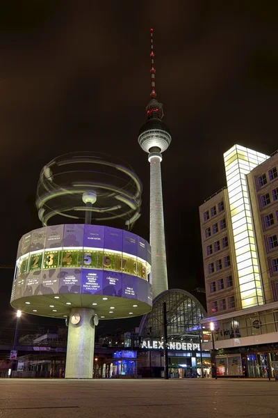 Alexanderplatz & Noite — Fotografia de Stock