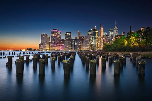 Foto Van New York City Uitzicht Vanuit Brooklyn — Stockfoto