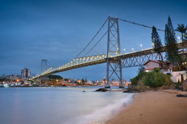 Photo of the Hercilio Luz Bridge in Florianopolis, Santa Catrina, Brazil clipart