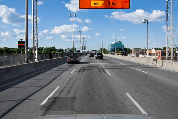 In the middle of a highway traffic