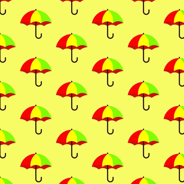 Цветные Зонтики Пастельно Желтом Фоне — стоковый вектор