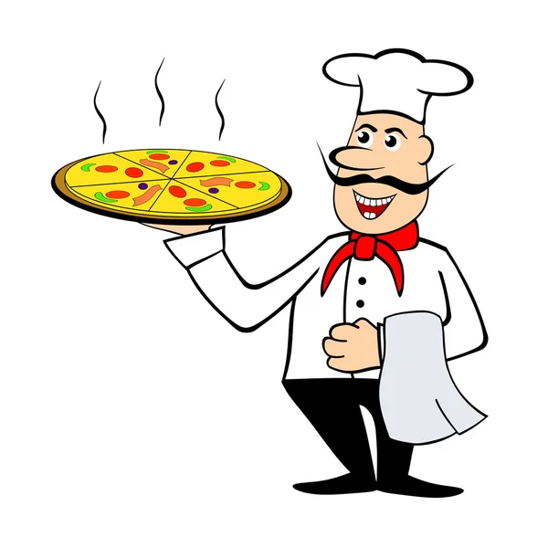 Chef holding a pizza — Stock Photo, Image