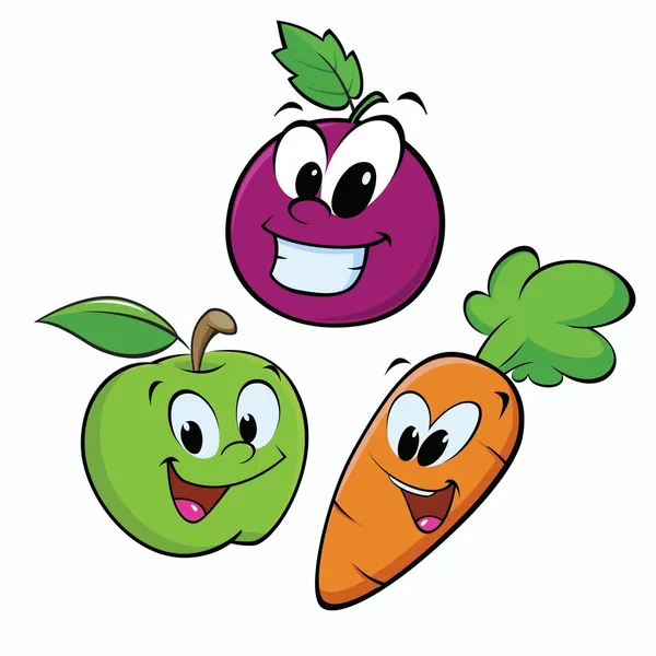 Zanahoria de uva de manzana — Vector de stock