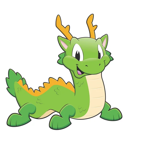 Dragón chino verde — Vector de stock