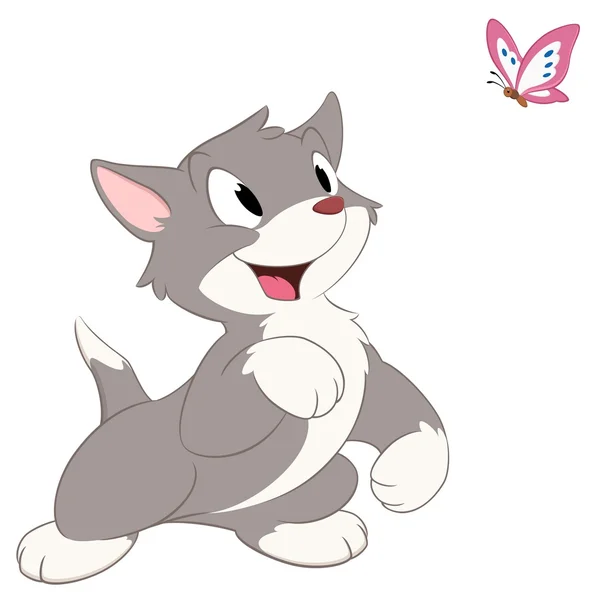 Mariposa gato de dibujos animados — Vector de stock