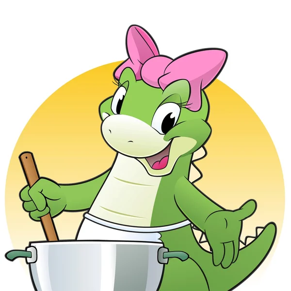 Cooking Dino — Stock Vector