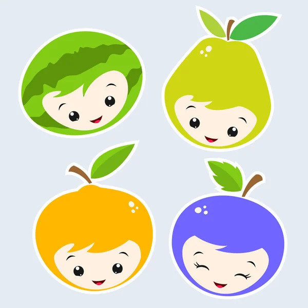 Frutas de dibujos animados — Vector de stock