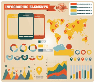 vintage Infographic öğeleri, vektör çizim koleksiyonu