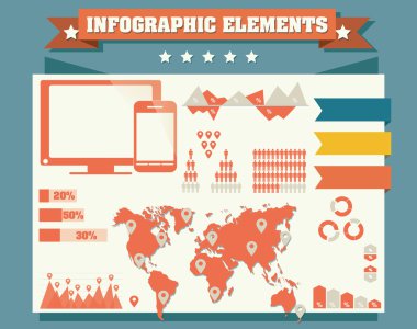 vintage Infographic öğeleri, vektör çizim koleksiyonu