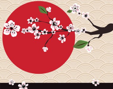 geleneksel Japon arka plan kiraz çiçeği ile vektör