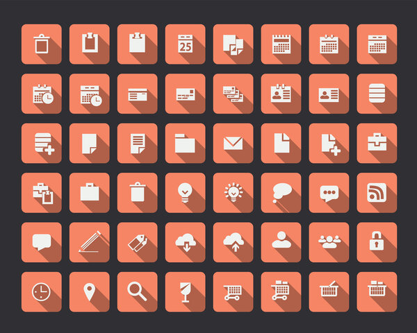 Коллекция универсальных иконок и символов для интернета и мобильной связи, вектора
