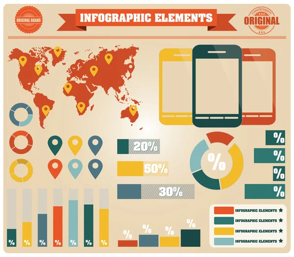 Collezione di elementi infografici vintage, illustrazione vettoriale — Vettoriale Stock