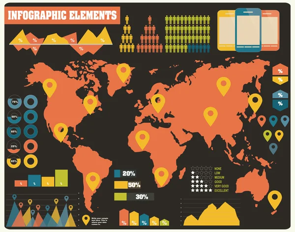 Collezione di elementi infografici vintage, illustrazione vettoriale — Vettoriale Stock