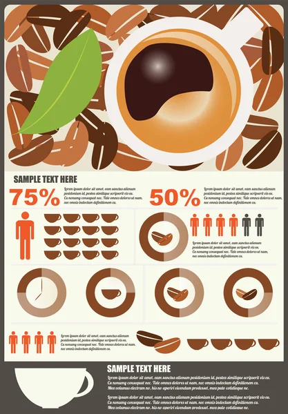 Collection of coffee infographics elements, vector — Stock Vector