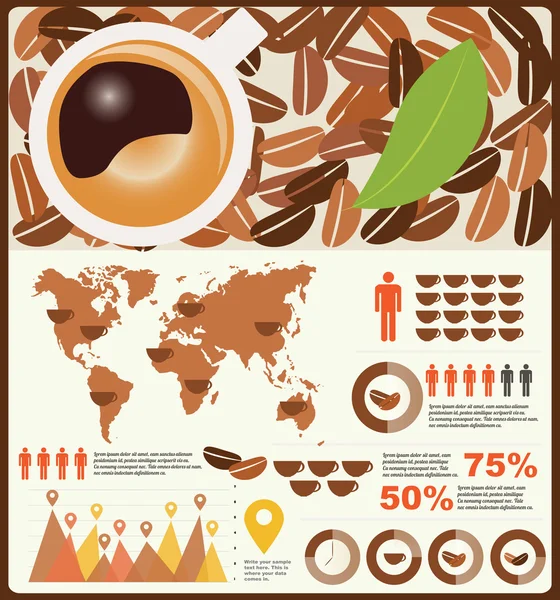 Gyűjtemény kávé infographics elemek, vektor — Stock Vector