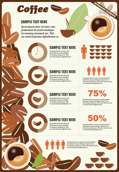 Samling av kaffe infographics element, vektor — Stock vektor