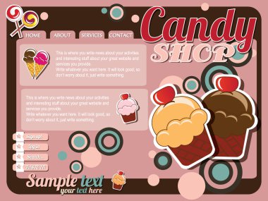 Web şablonu öğeleri, vintage tarzı, candy shop