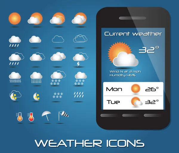 Collection of mobile weather icons, vector