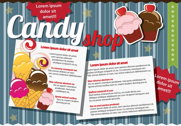 Website sjabloon elementen, vintage stijl, candy shop — Stockvector