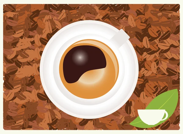 Кофе фон с чашкой кофе и кофейных зерен, вектор — стоковый вектор