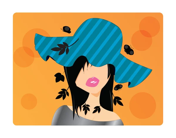 Retrato de una hermosa joven, ilustración vectorial — Vector de stock