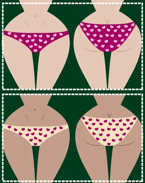 Colección de chicas en ropa interior, delantera y trasera, vector — Archivo Imágenes Vectoriales