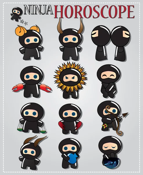 Zodiac ninja — Stock Vector