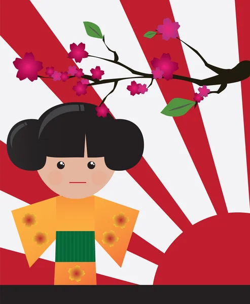 Geisha japonesa — Vector de stock