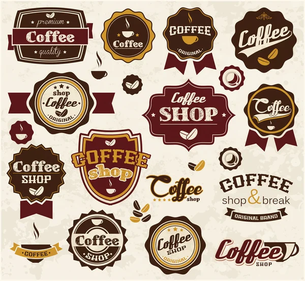 Collection of coffee stickers — Stock Vector