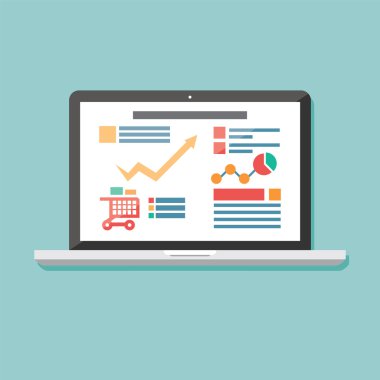 düz simgesi dizüstü bilgisayar, elektronik cihaz, yanıt veren web tasarım, Infographic elemanları, vektör çizim