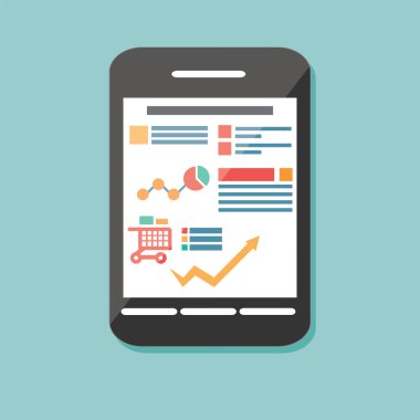 düz simgesi mobil cep telefonu, elektronik cihaz, yanıt veren web tasarım, Infographic elemanları, vektör çizim