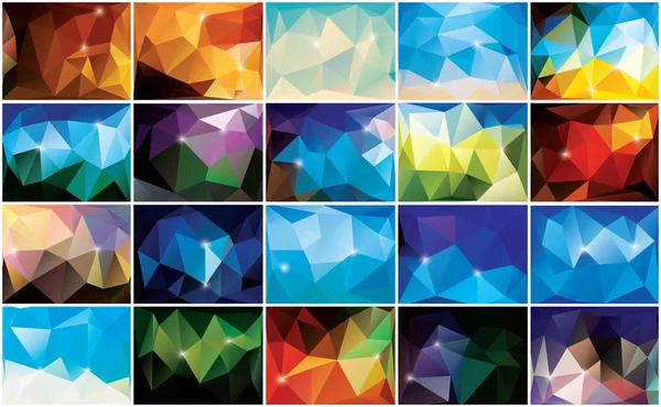 Sammlung von 20 abstrakten geometrischen farbigen Hintergründen, Musterdesign, Vektorillustration — Stockvektor