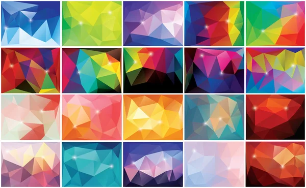 Sammlung von 20 abstrakten geometrischen farbigen Hintergründen, Musterdesign, Vektorillustration — Stockvektor