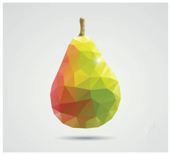 Geometric polygonal fruit, triangles, pear, vector illustration — Stock Vector