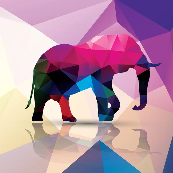 Geometrischer polygonaler Elefant, Mustergestaltung, Vektorillustration — Stockvektor
