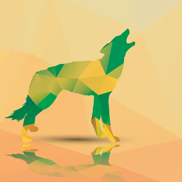 Geometrischer polygonaler Wolf, Mustergestaltung, Vektorillustration — Stockvektor