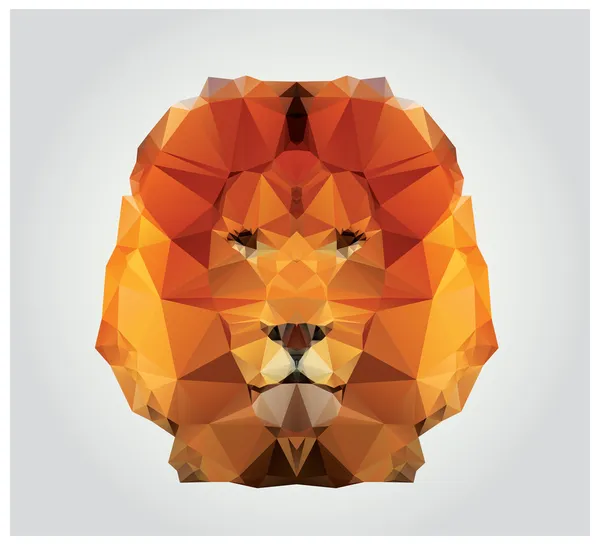Cabeça de leão polígono geométrico, padrão triangular, ilustração vetorial — Vetor de Stock