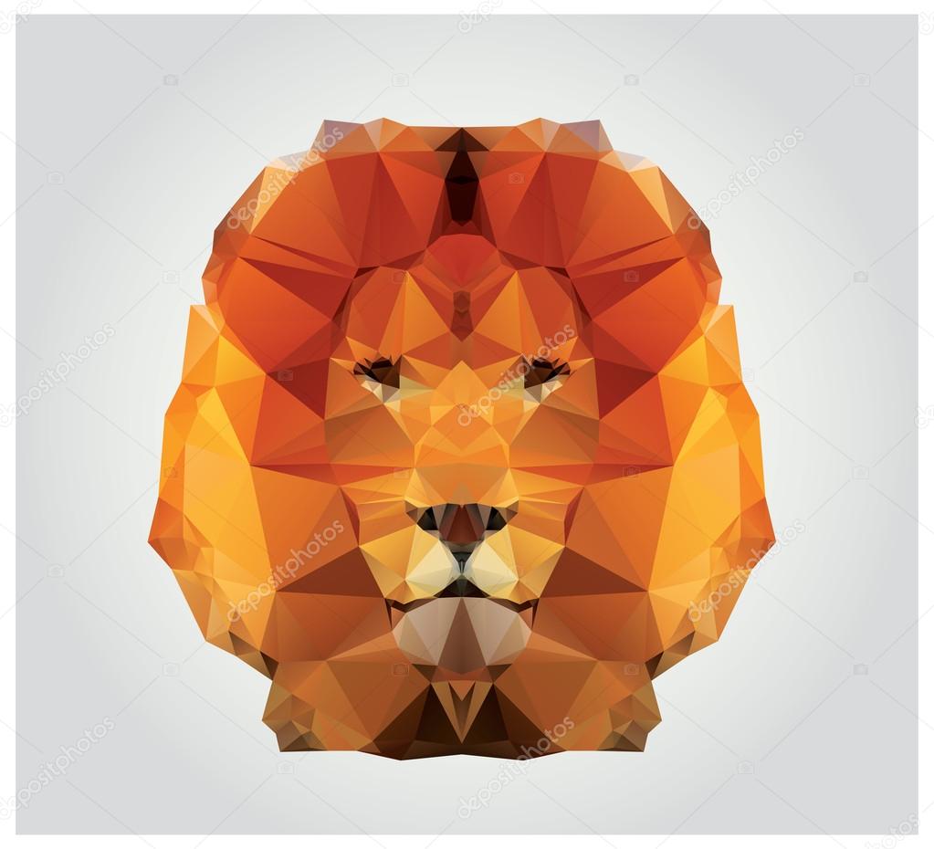 Geometric polygon lion head, triangle pattern, vector illustration