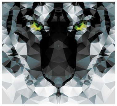 geometrik çokgen beyaz kaplan başı, üçgen desen tasarım, illüstrasyon vektör