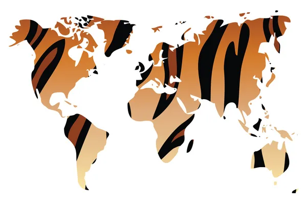 World map in animal print design, vector illustration — Stock Vector