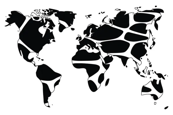 Kaart van de wereld in dierlijke print ontwerp, vectorillustratie — Stockvector