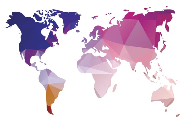 Mappa del mondo a triangolo geometrico, illustrazione vettoriale — Vettoriale Stock