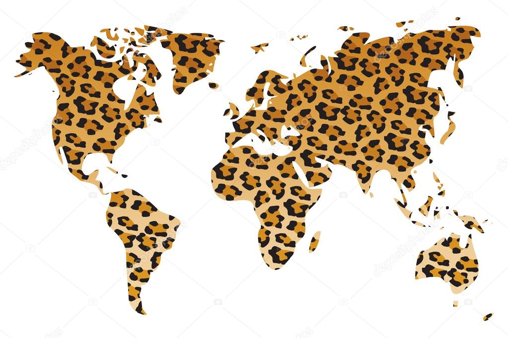 World map in animal print design, vector illustration