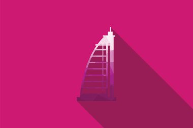 Dünya landmark, burj al arab hotel, dubai, emirates, vektör çizim